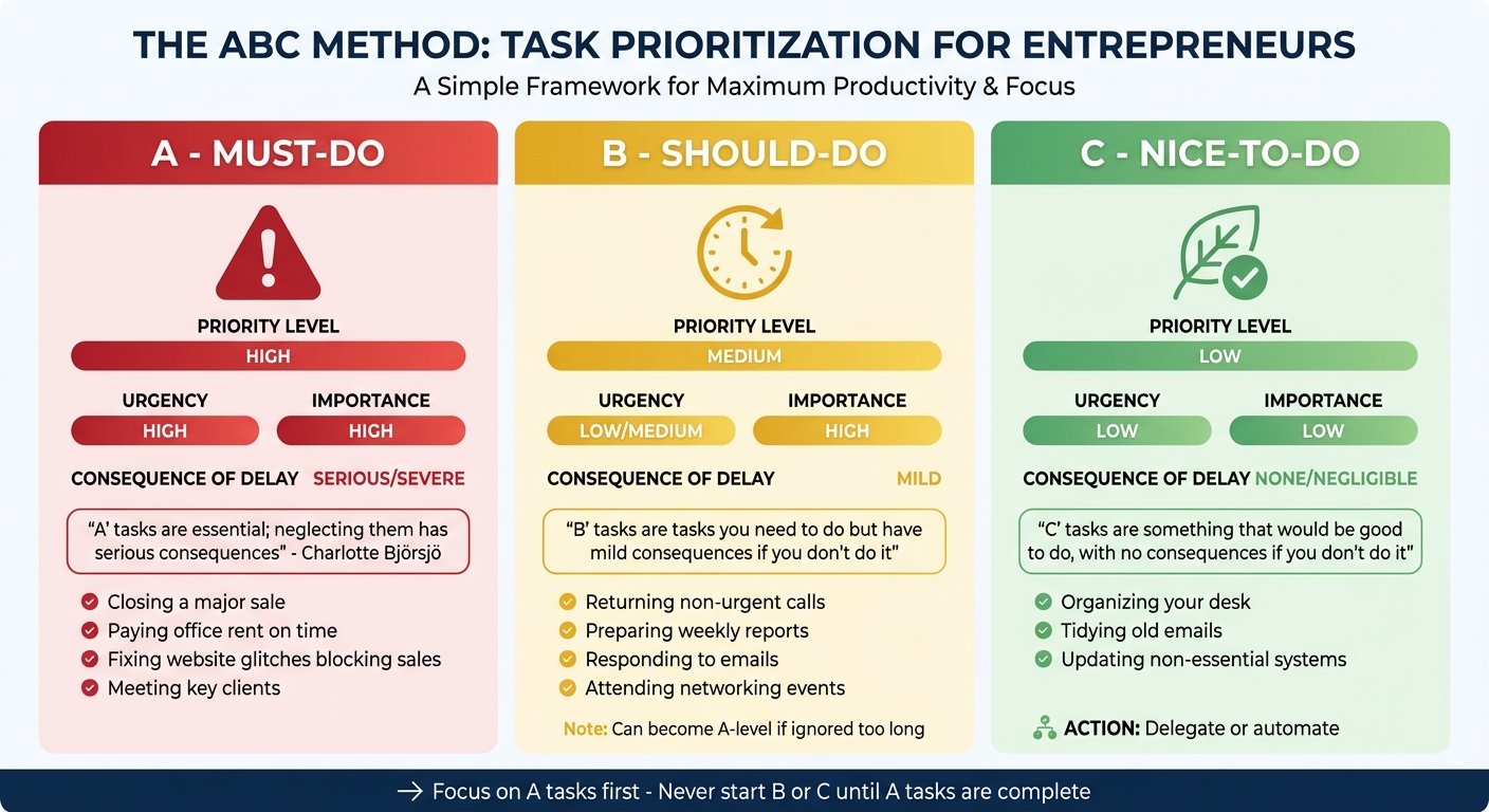 ABC Method Task Prioritization Categories Comparison Chart