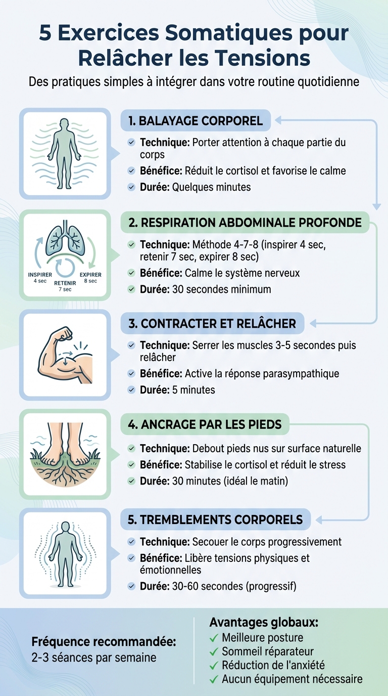 5 exercices somatiques pour relâcher les tensions corporelles