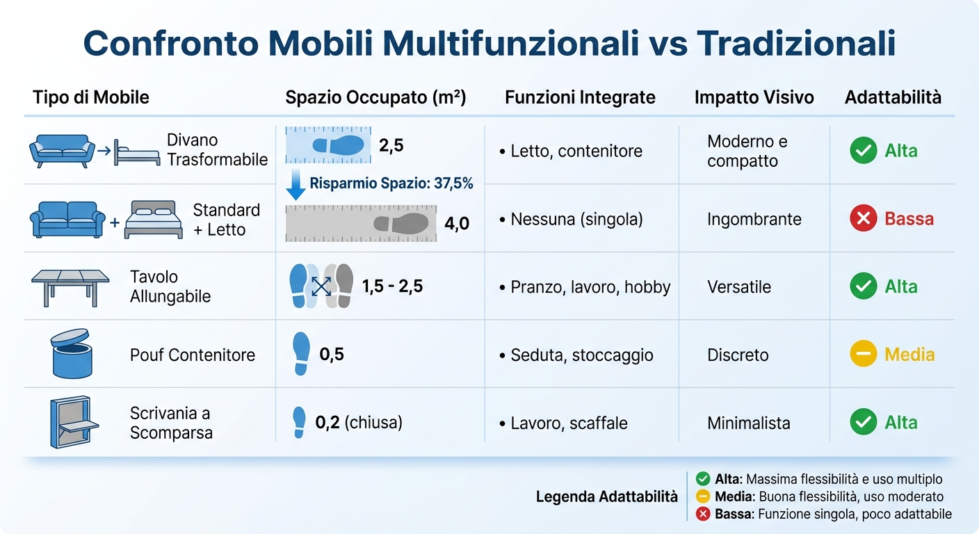Confronto mobili multifunzionali vs tradizionali: spazio e funzionalità
