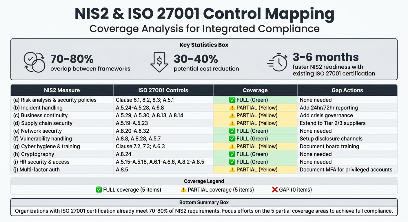 NIS2 vs ISO 27001 Control Mapping and Coverage Levels