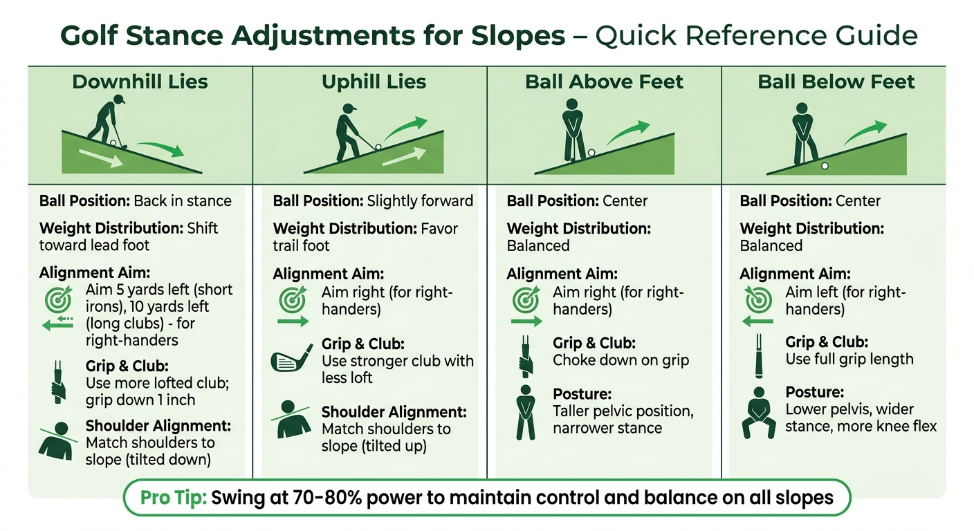 Golf Stance Adjustments for Slopes Quick Reference Guide