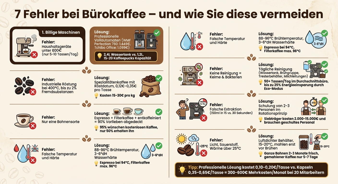 7 Bürokaffee-Fehler: Probleme und Lösungen im Überblick