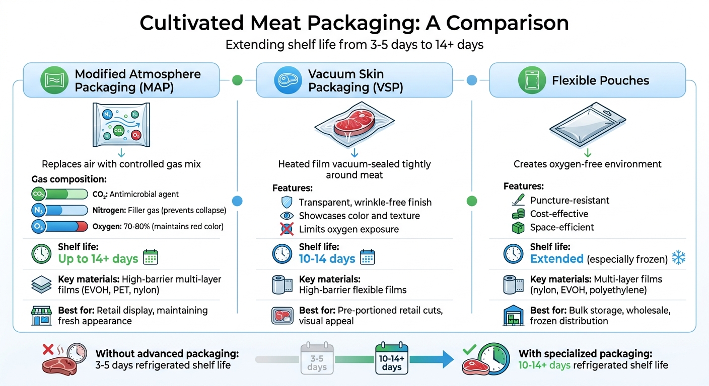 Cultivated Meat Packaging Types Comparison: MAP, VSP, and Flexible Pouches