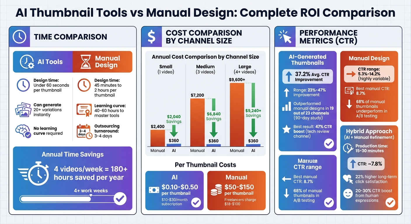 AI vs Manual Thumbnail Design: Cost, Time and Performance Comparison