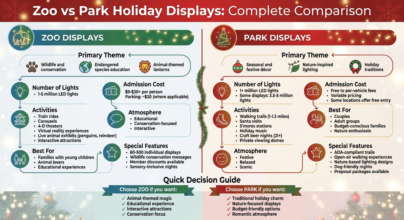 Zoo vs Park Holiday Displays: Complete Comparison Guide