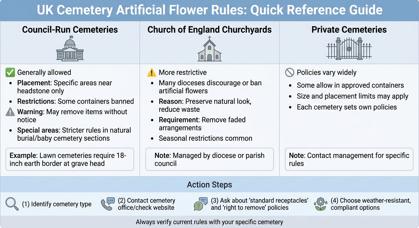 UK Cemetery Types and Artificial Flower Rules Comparison