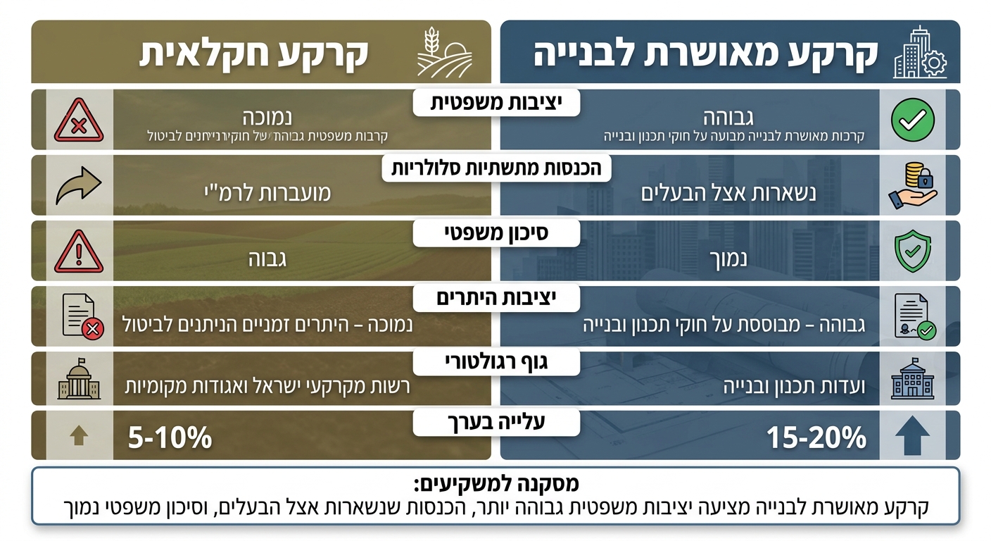 השוואת השפעת תשתיות סלולריות על קרקע חקלאית לעומת קרקע מאושרת לבנייה