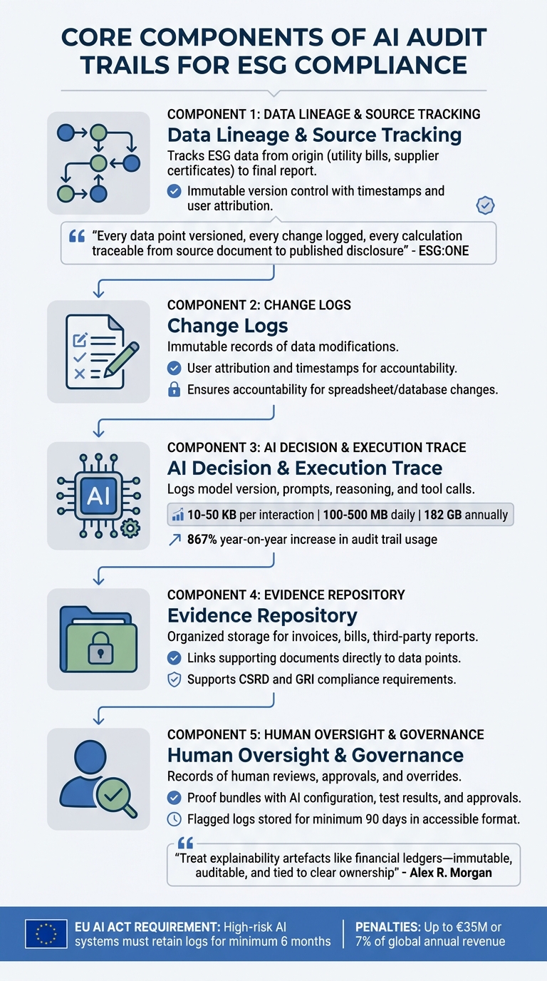 5 Core Components of AI Audit Trails for ESG Compliance