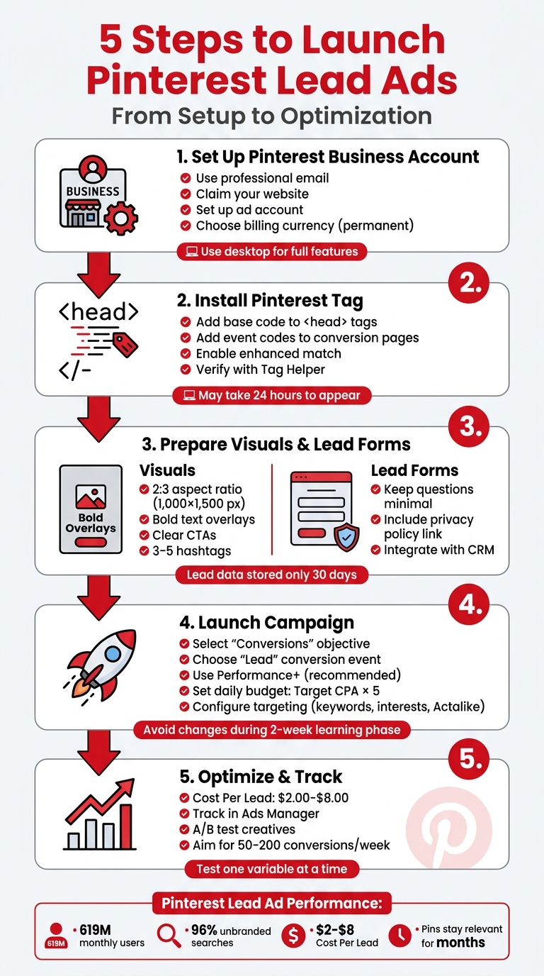 Pinterest Lead Ads Setup: 5-Step Launch Process