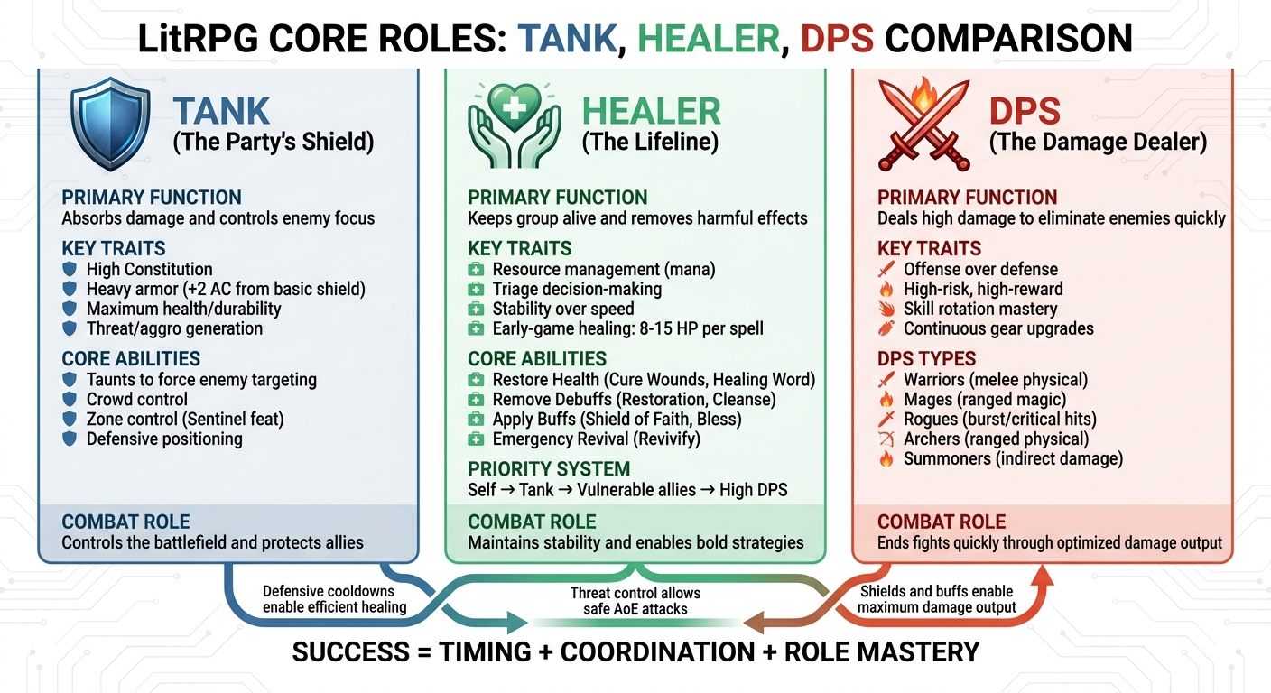 Tank, Healer, and DPS Roles in LitRPG: Key Traits and Responsibilities