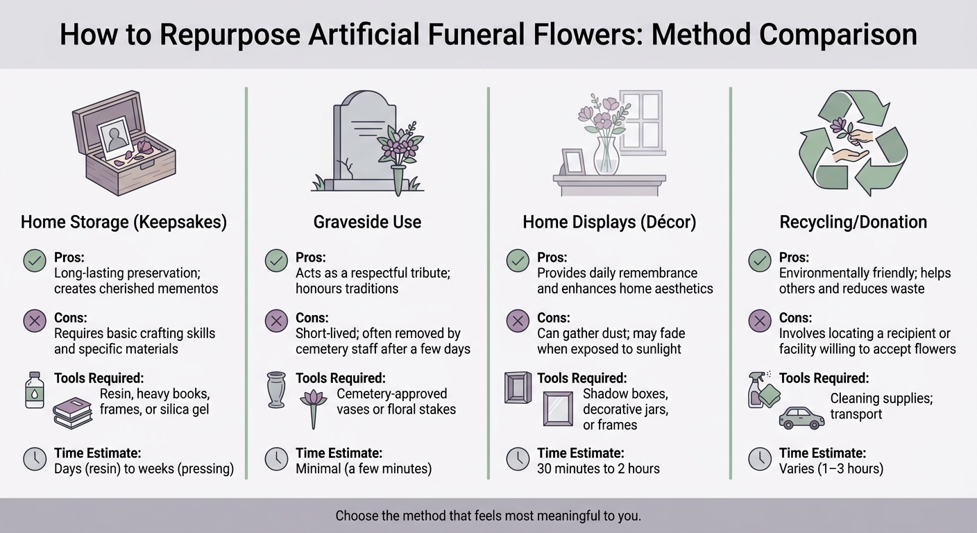 Comparison of Artificial Funeral Flower Repurposing Methods