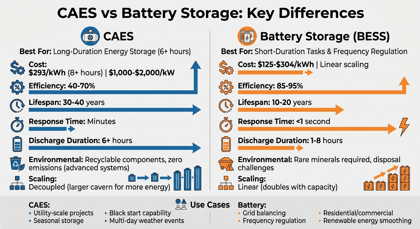 CAES vs Battery Storage Systems Comparison Chart