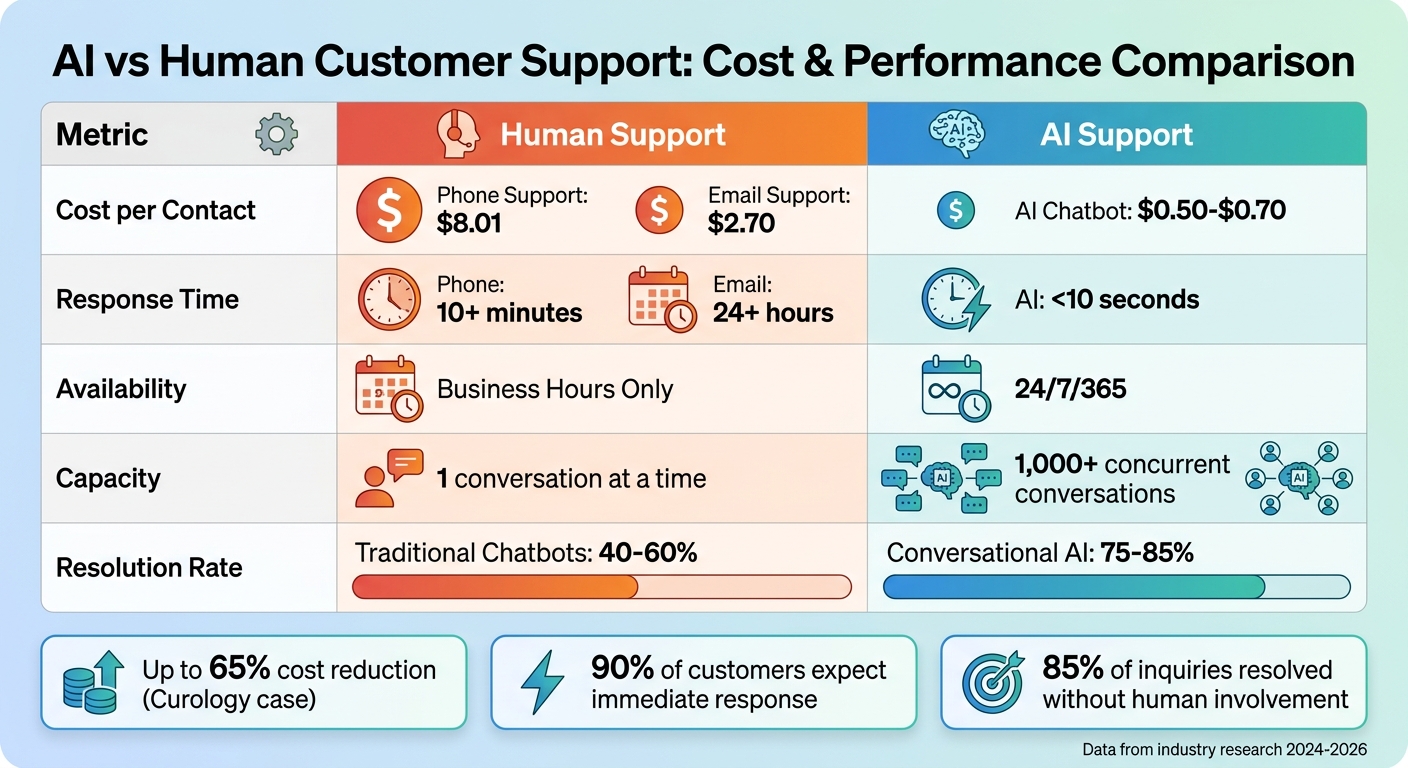 Cost and Performance Comparison: AI vs Human Customer Support