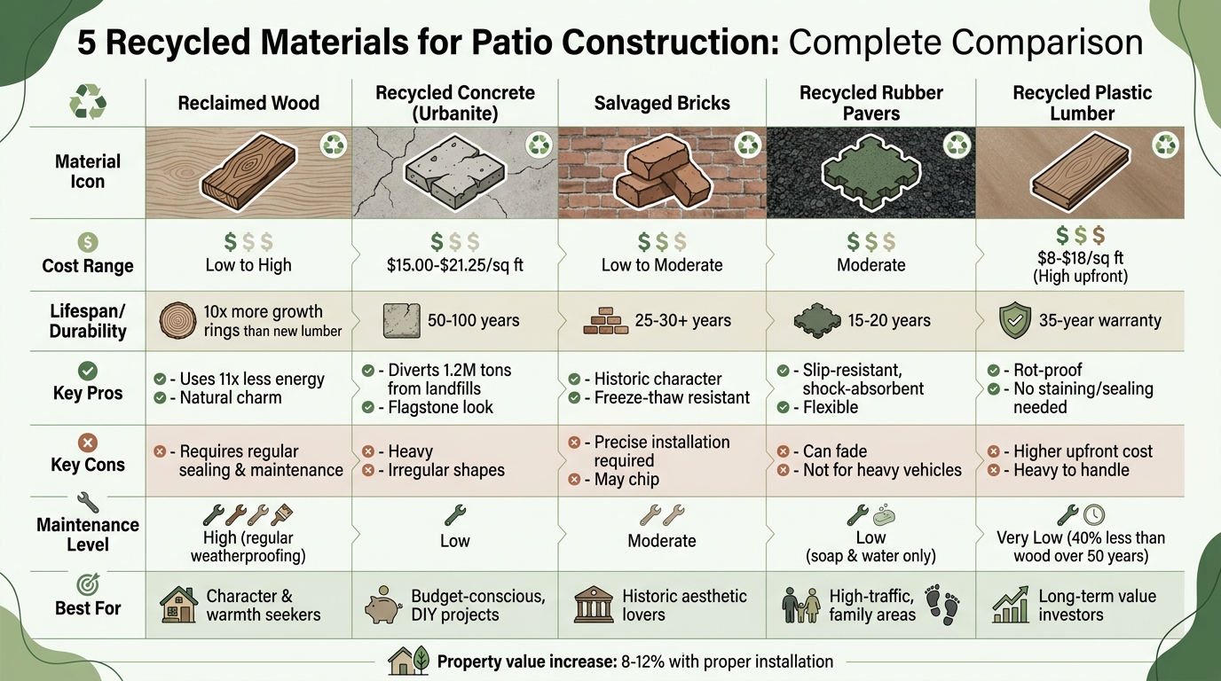 Recycled Patio Materials Comparison: Cost, Durability and Maintenance Guide