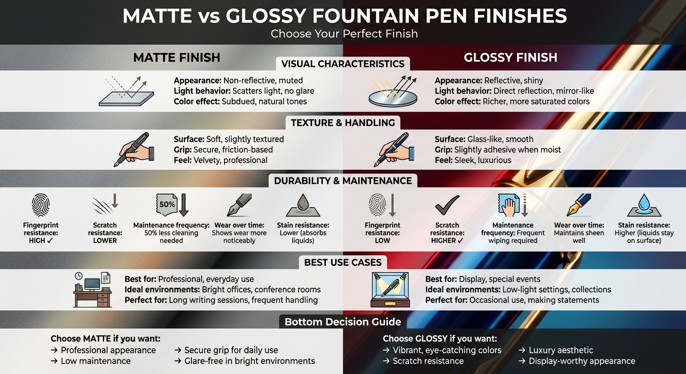 Matte vs Glossy Fountain Pen Finishes: Complete Comparison Guide