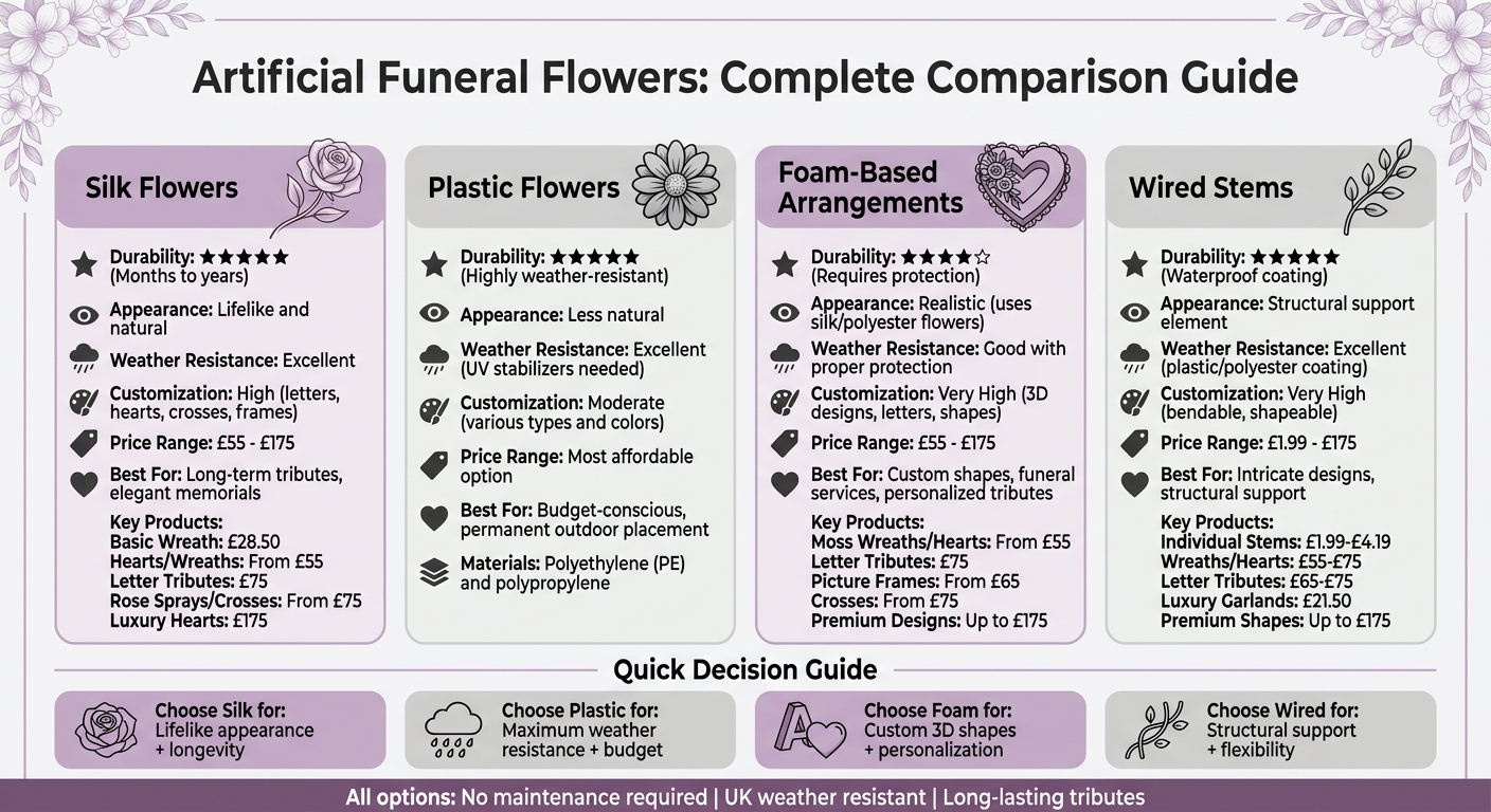 Comparison of Artificial Funeral Flower Types: Features and Prices