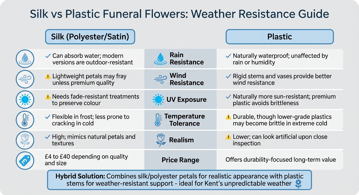 Silk vs Plastic Funeral Flowers: Weather Resistance Comparison