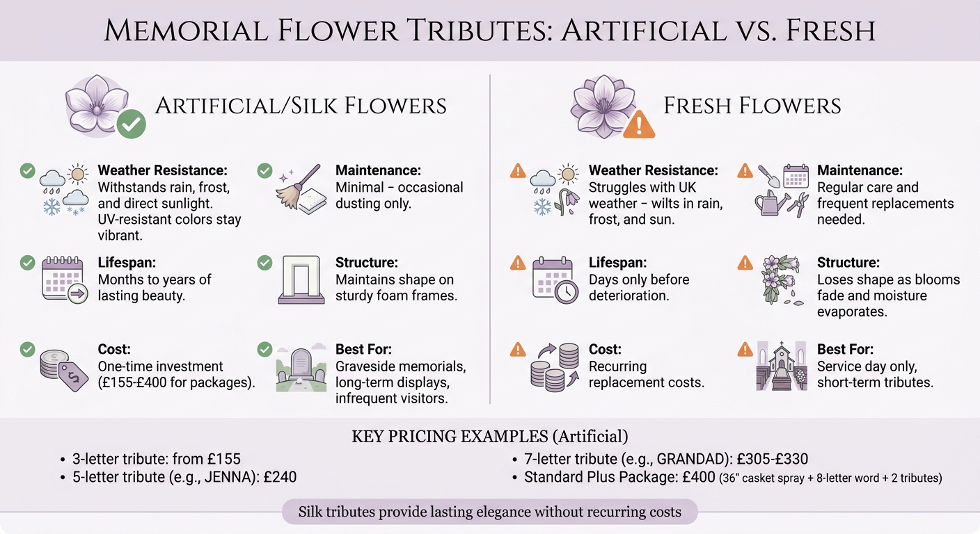 Artificial vs Fresh Flower Letter Tributes Comparison Guide