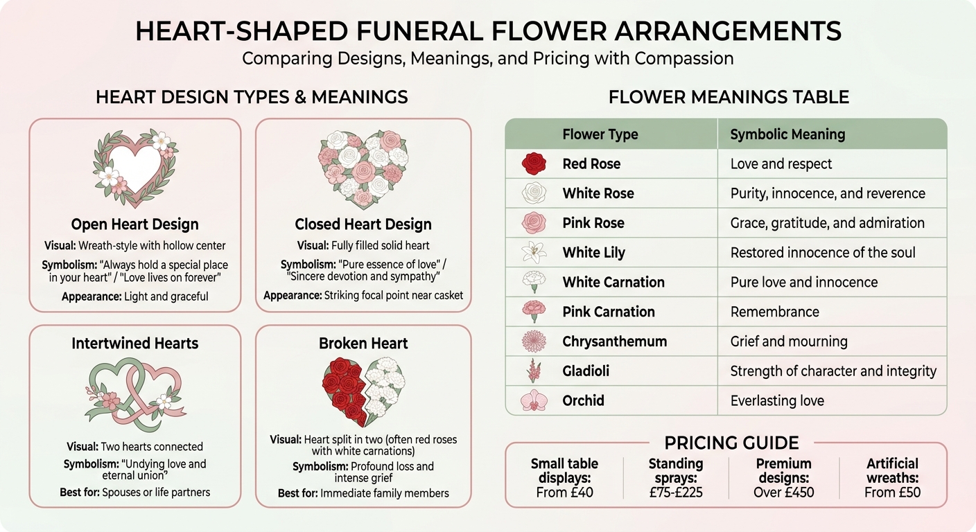 Heart-Shaped Funeral Flower Designs and Their Symbolic Meanings