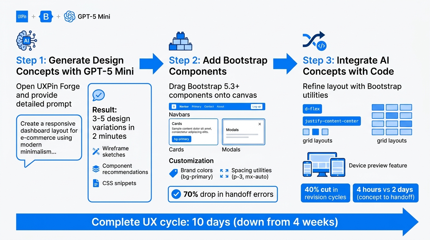 3-Step UX Workflow: Building with GPT-5 Mini, Bootstrap, and UXPin Merge