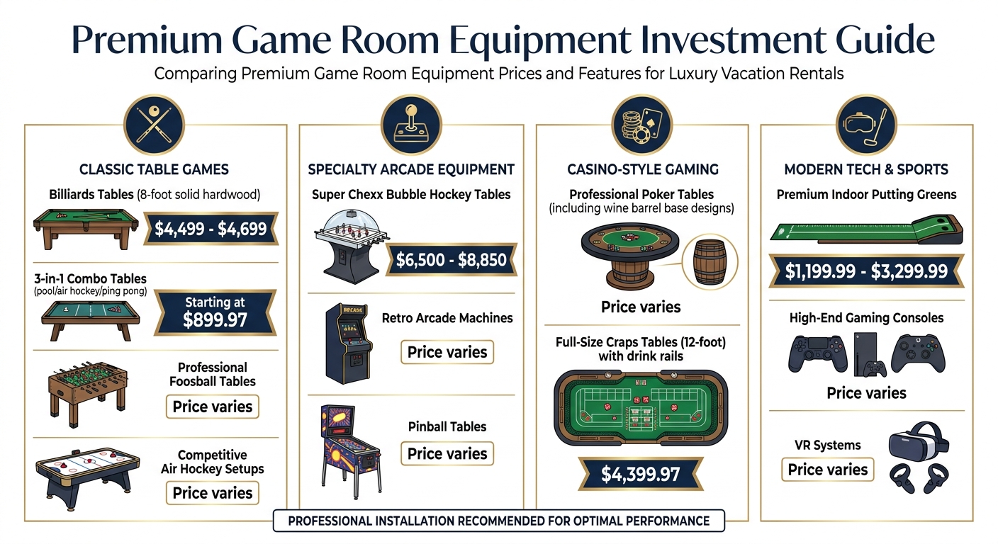 Premium Game Room Equipment Price Comparison for Luxury Rentals