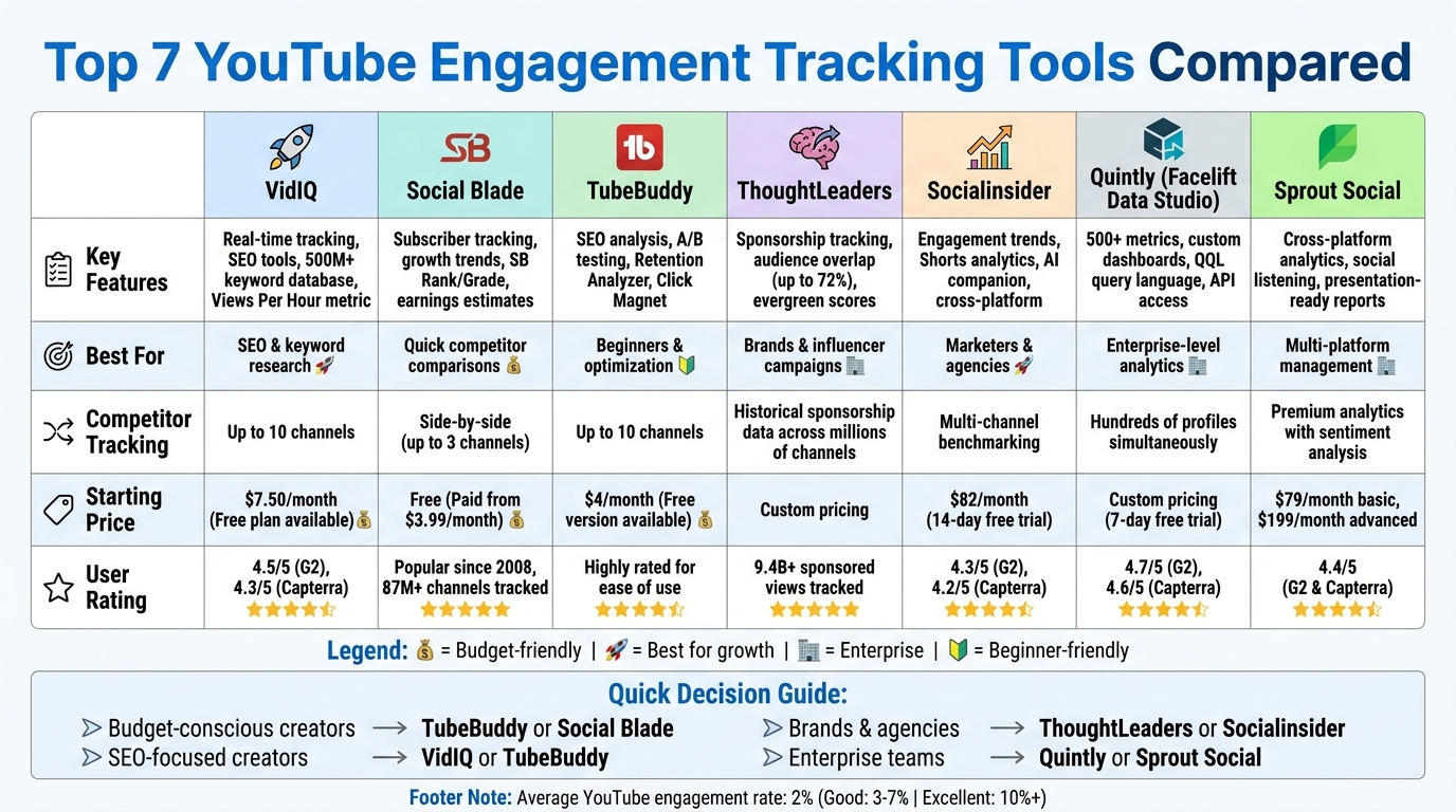 YouTube Analytics Tools Comparison: Features and Pricing Guide