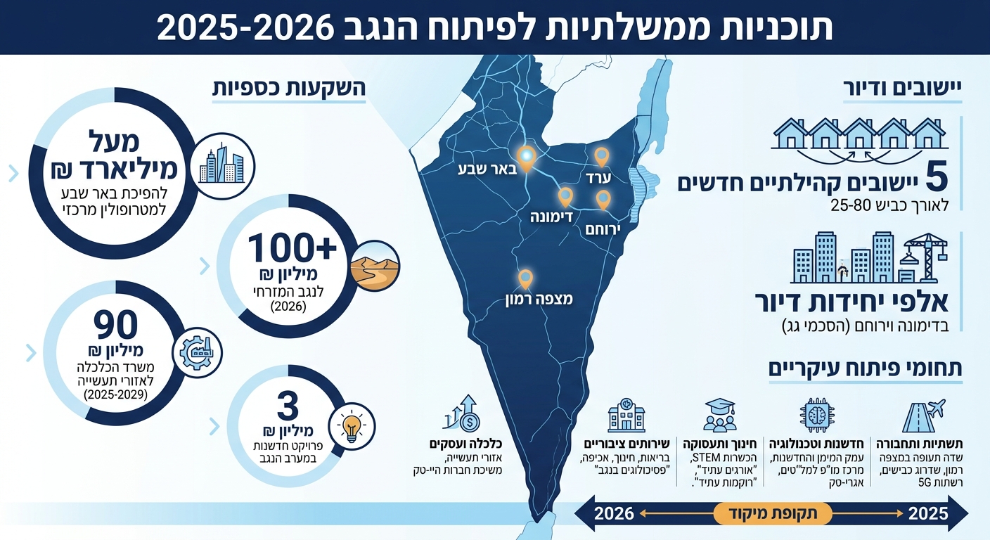 תוכניות ממשלתיות לפיתוח הנגב - השקעות ויעדים עיקריים 2025-2026