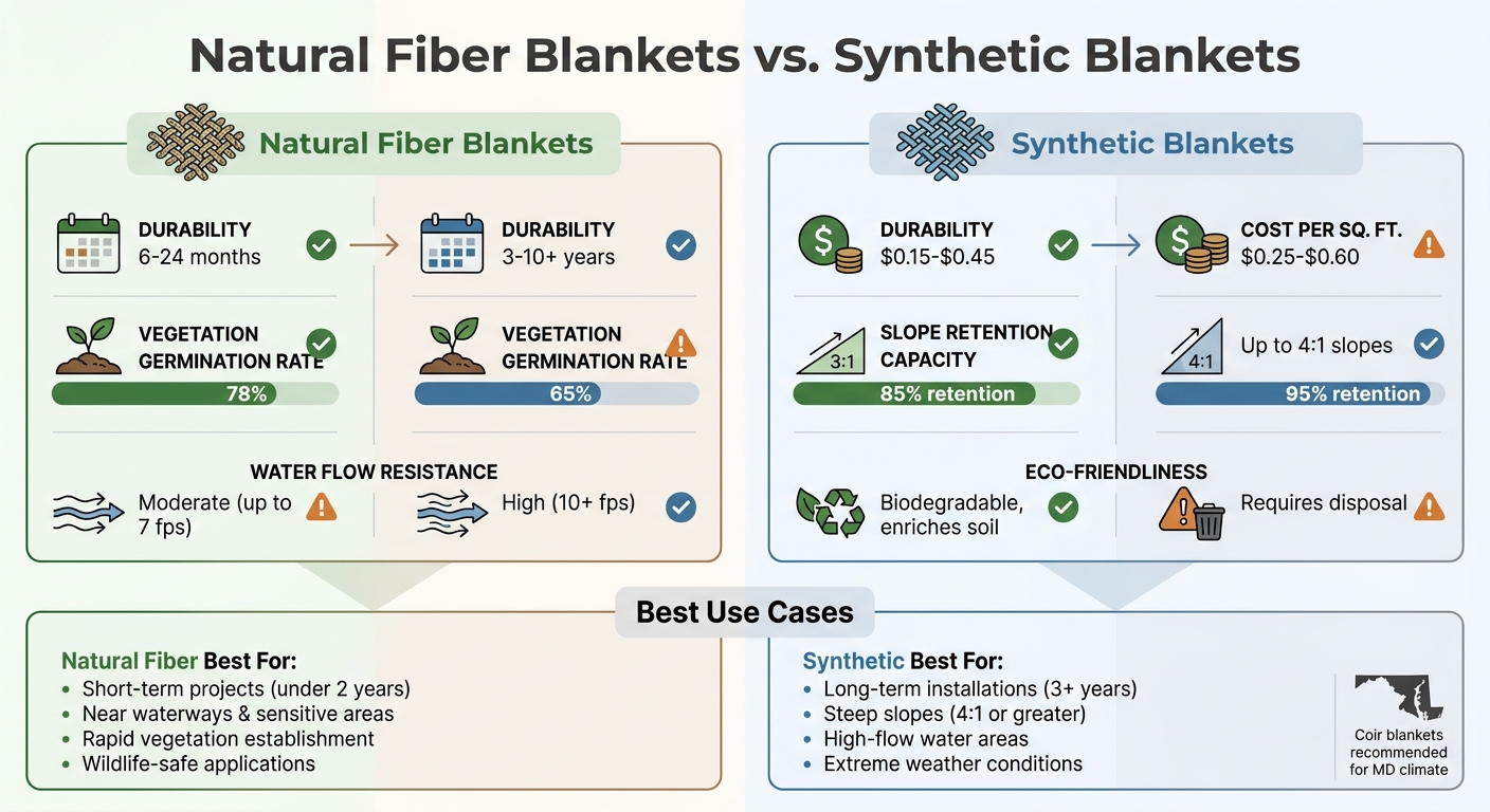 Natural Fiber vs Synthetic Erosion Blankets Comparison Chart