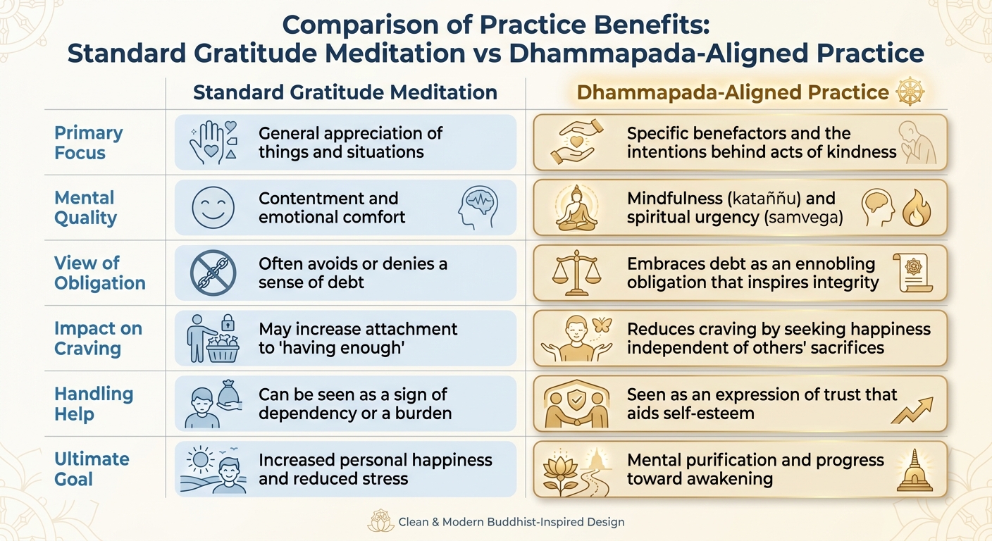 Standard vs Dhammapada-Aligned Gratitude Meditation Benefits Comparison