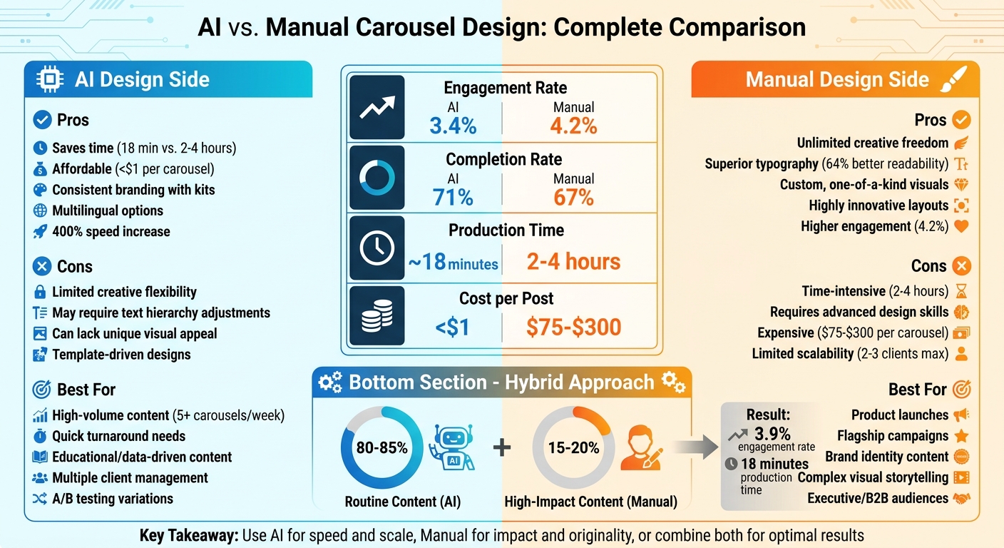 AI vs Manual Carousel Design: Performance Metrics and Cost Comparison