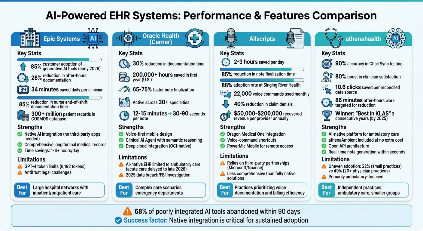 AI-Powered EHR Systems Comparison: Epic vs Oracle Health vs Allscripts vs athenahealth
