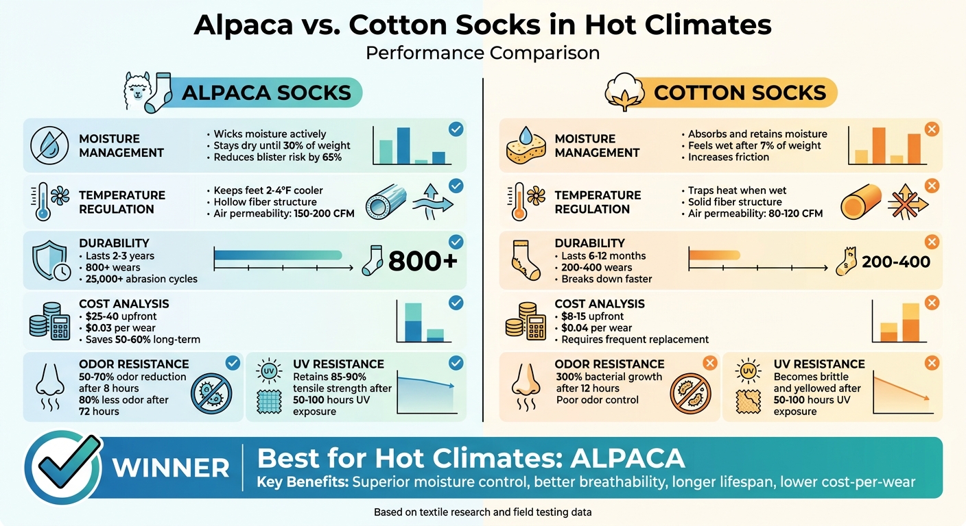 Alpaca vs Cotton Socks Performance Comparison for Hot Climates