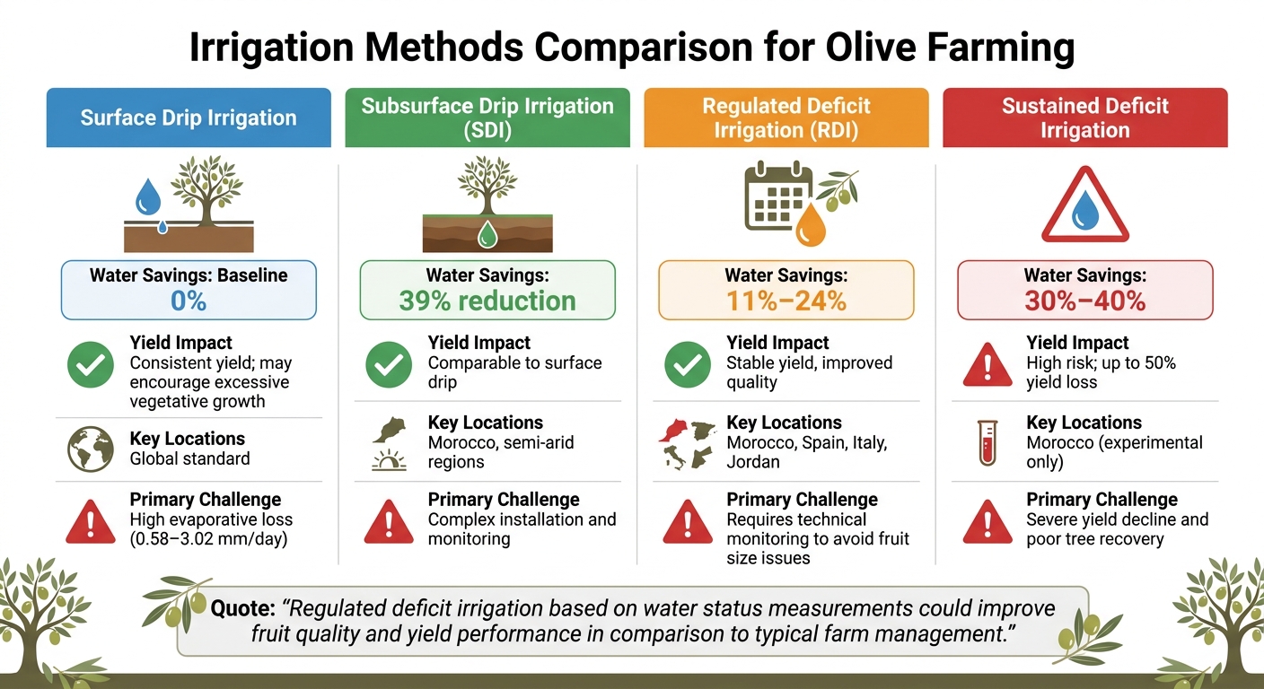 Olive Farming Irrigation Methods: Water Savings and Yield Comparison
