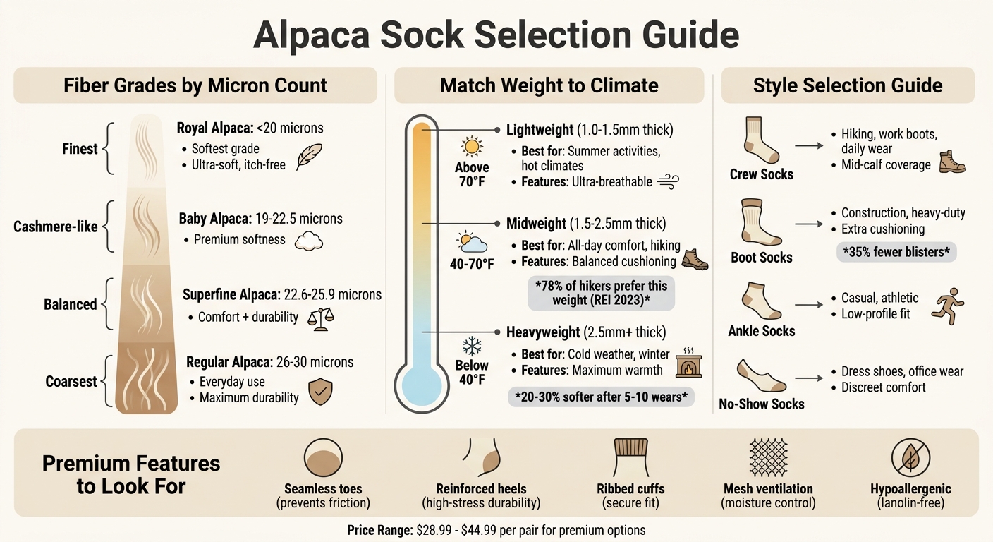 Alpaca Sock Selection Guide: Fiber Grades, Weights, and Styles Compared