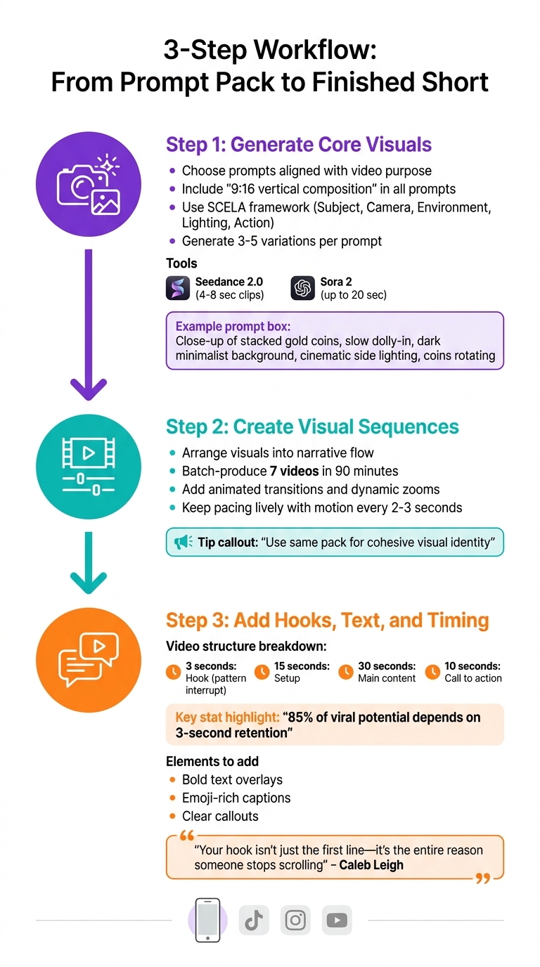 3-Step Workflow for Creating Viral AI Shorts from Prompt Packs