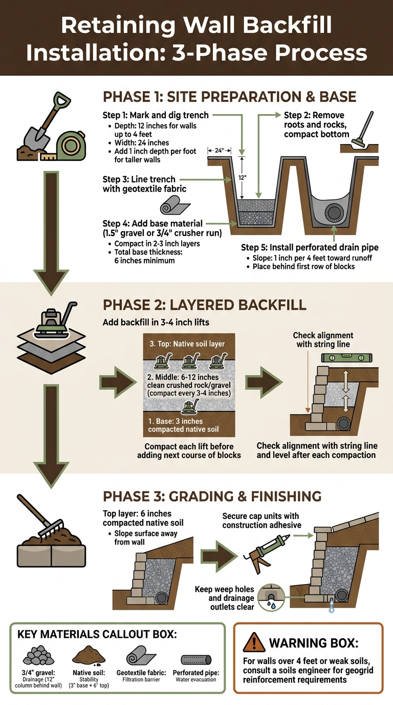 Retaining Wall Backfill Installation Process: Step-by-Step Guide