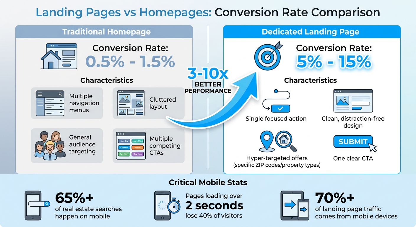 Real Estate Landing Page vs Homepage Conversion Rates Comparison