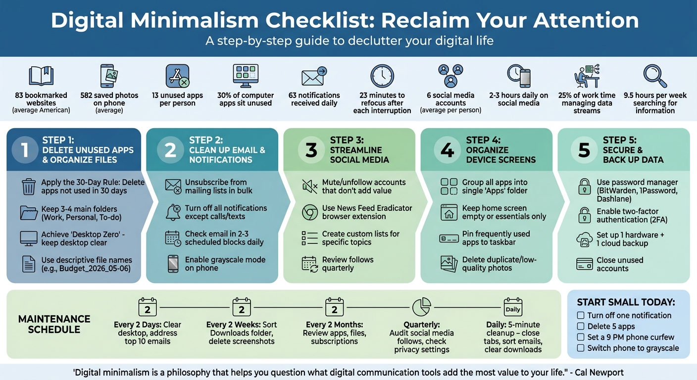 Digital Minimalism Checklist: 5-Step Guide to Declutter Your Digital Life