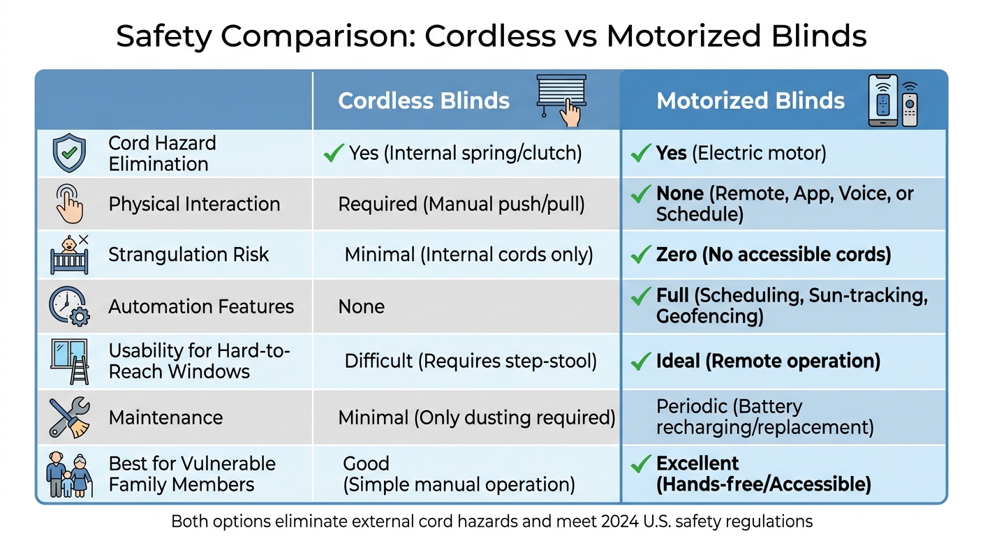 Cordless vs Motorized Blinds Safety Comparison Chart