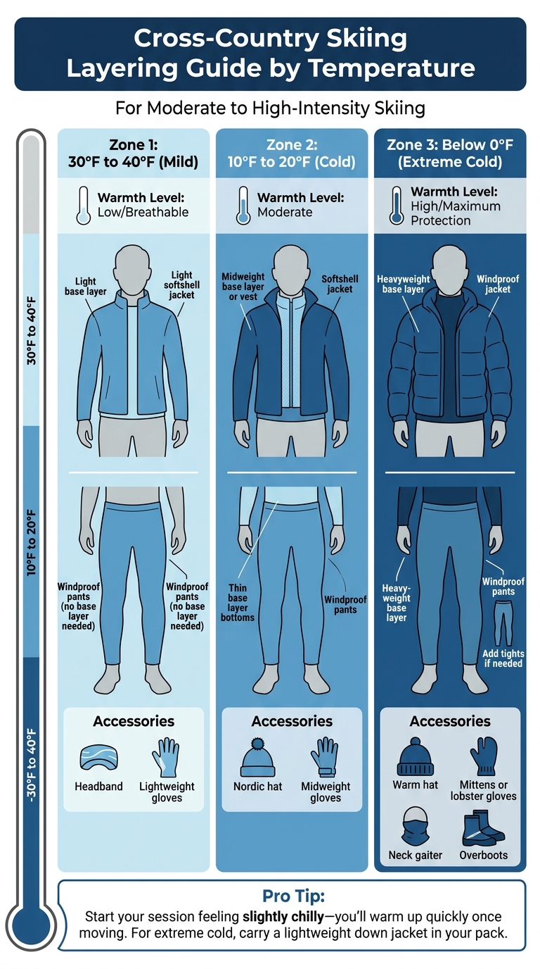 Cross-Country Skiing Layering Guide by Temperature Range