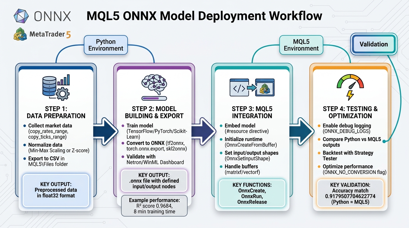 4-Step ONNX Model Deployment Workflow for MQL5 Trading