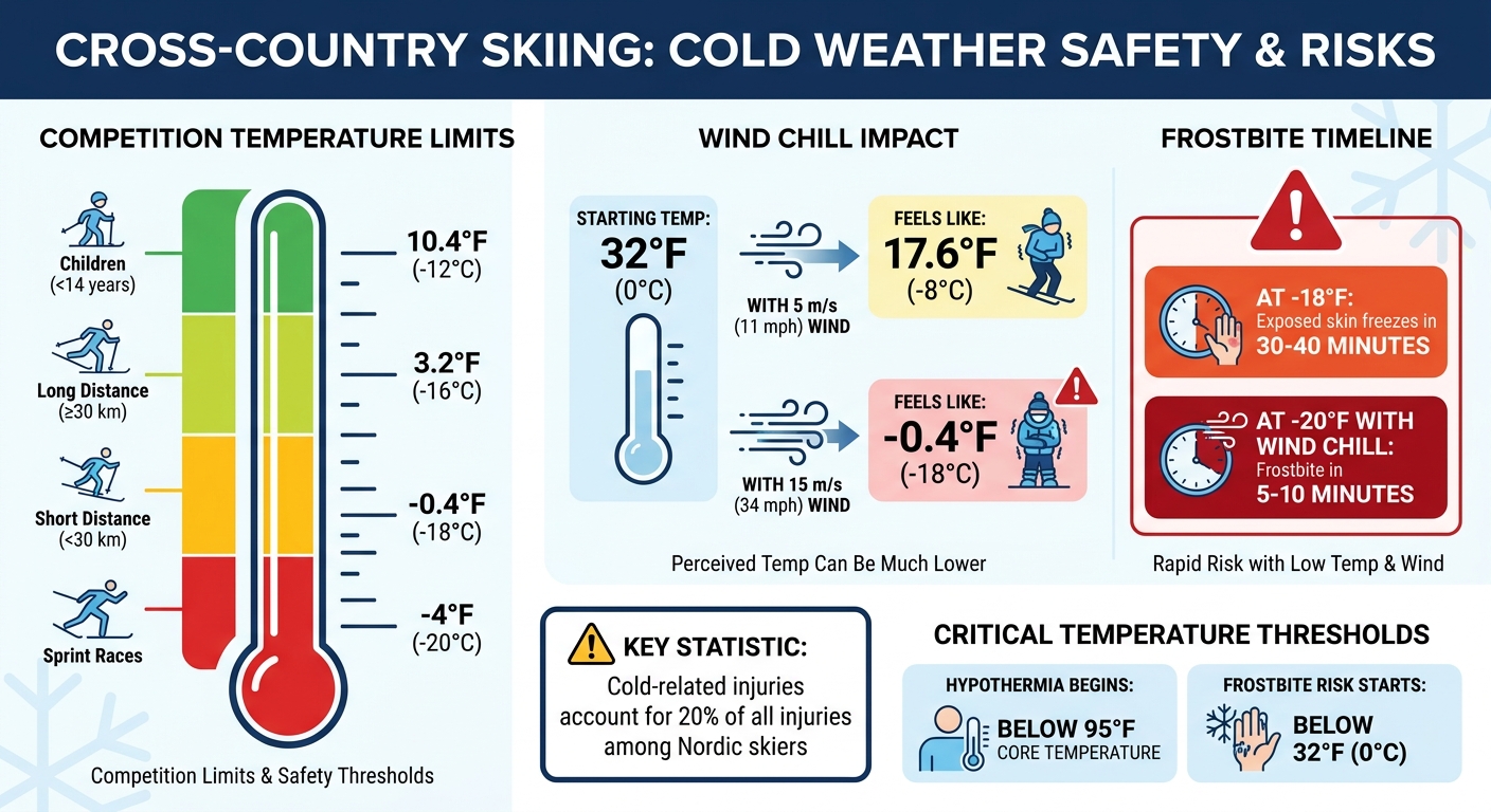 Cross-Country Skiing Temperature Safety Limits and Frostbite Risk Chart