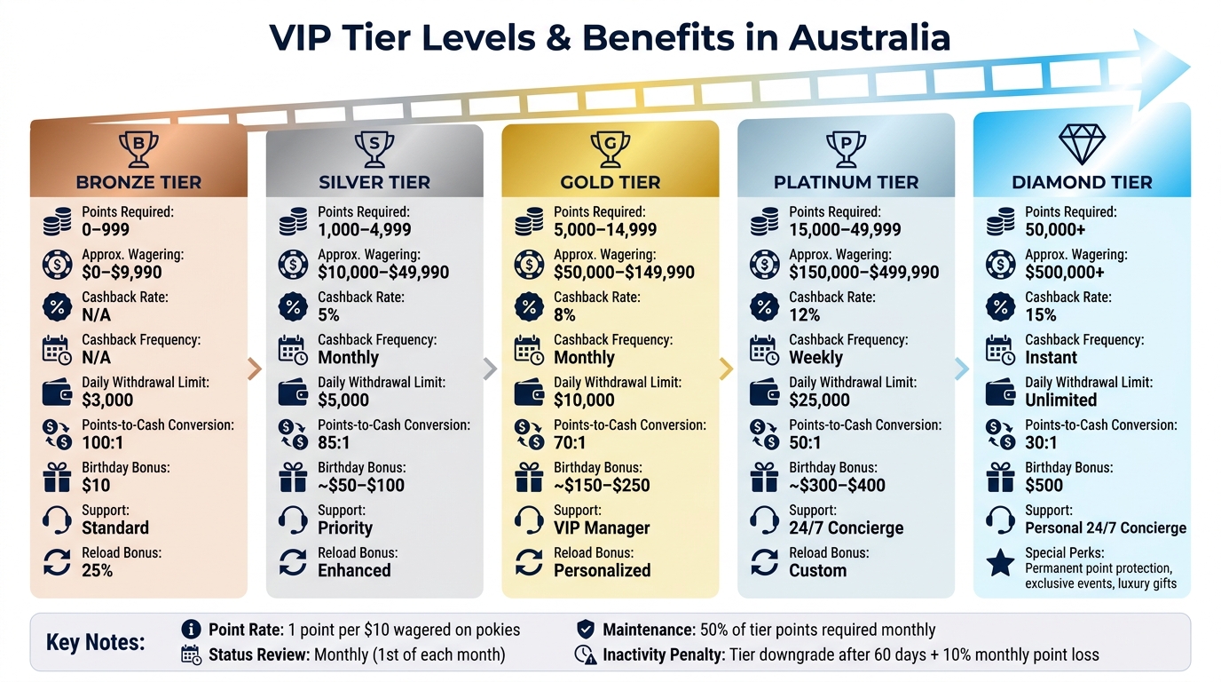 VIP Casino Tier Levels and Benefits Comparison in Australia