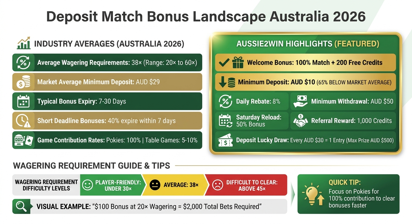 Australian Deposit Match Bonus Requirements and Key Metrics 2026