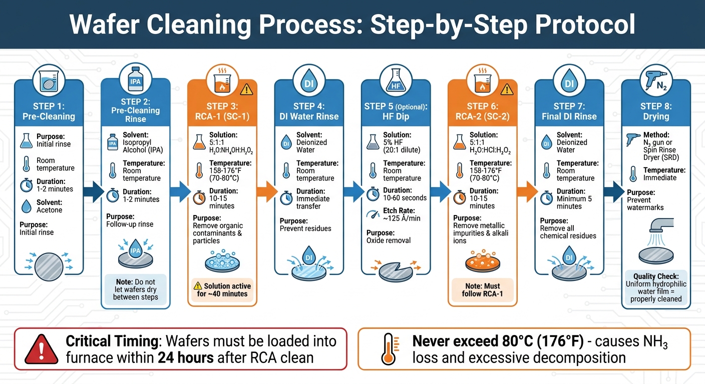 Multi-Step Wafer Cleaning Process with RCA Method