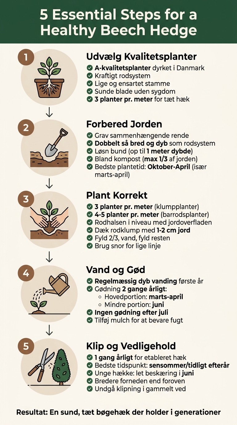 5 trin til en sund bøgehæk: fra plantning til vedligeholdelse