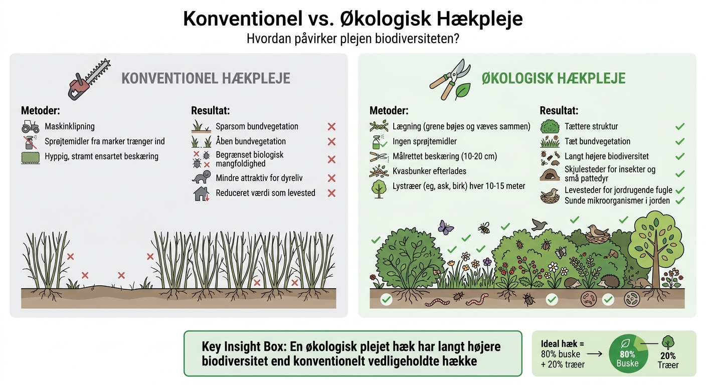 Konventionel vs økologisk hækpleje: Effekt på biodiversitet