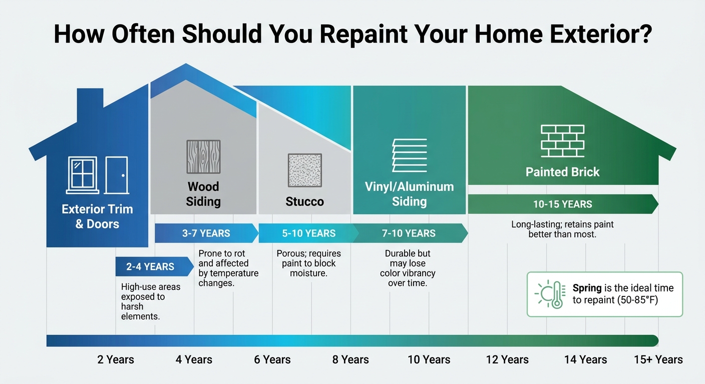 Home Exterior Repainting Frequency Guide by Surface Type