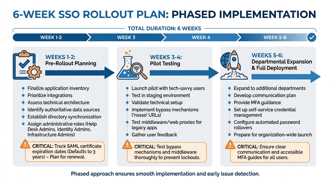 SSO Rollout Timeline: 6-Week Implementation Plan with Key Milestones