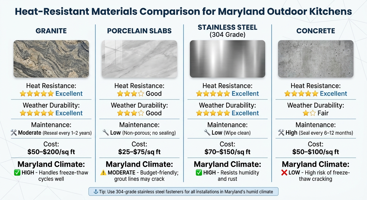Heat-Resistant Materials Comparison for Outdoor Kitchens in Maryland